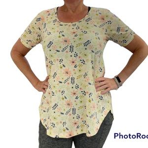 LuLaRoe Morgan Top Floral yellow Size Small